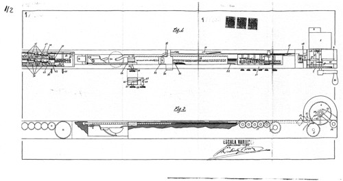 Plano de la patente de Amalio Palacios de 1947. De INVENES, B.de datos de invenciones de la OEPM.