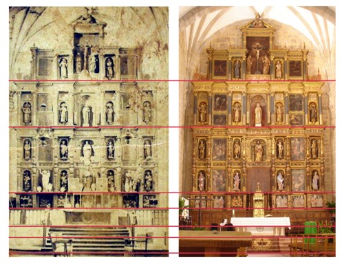 Comparaci�n entre la imagen del retablo de lo a�os 30 del siglo XX y otra de 2012