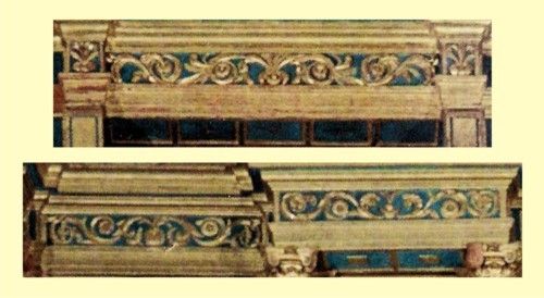 Guirnaldas en entablamento del tercer cuerpo