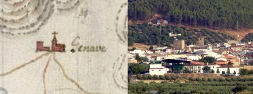 G�nave en el mapa de 1809 y en la actualidad