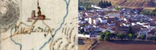 Villarrodrigo en el mapa de 1809 y en la actualidad